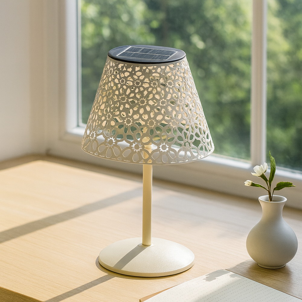 Lampada da tavolo Led Hearth 1W Bianca portatile ricaricabile energia solare Bianco caldo 2500K M mimotec - Foto 1