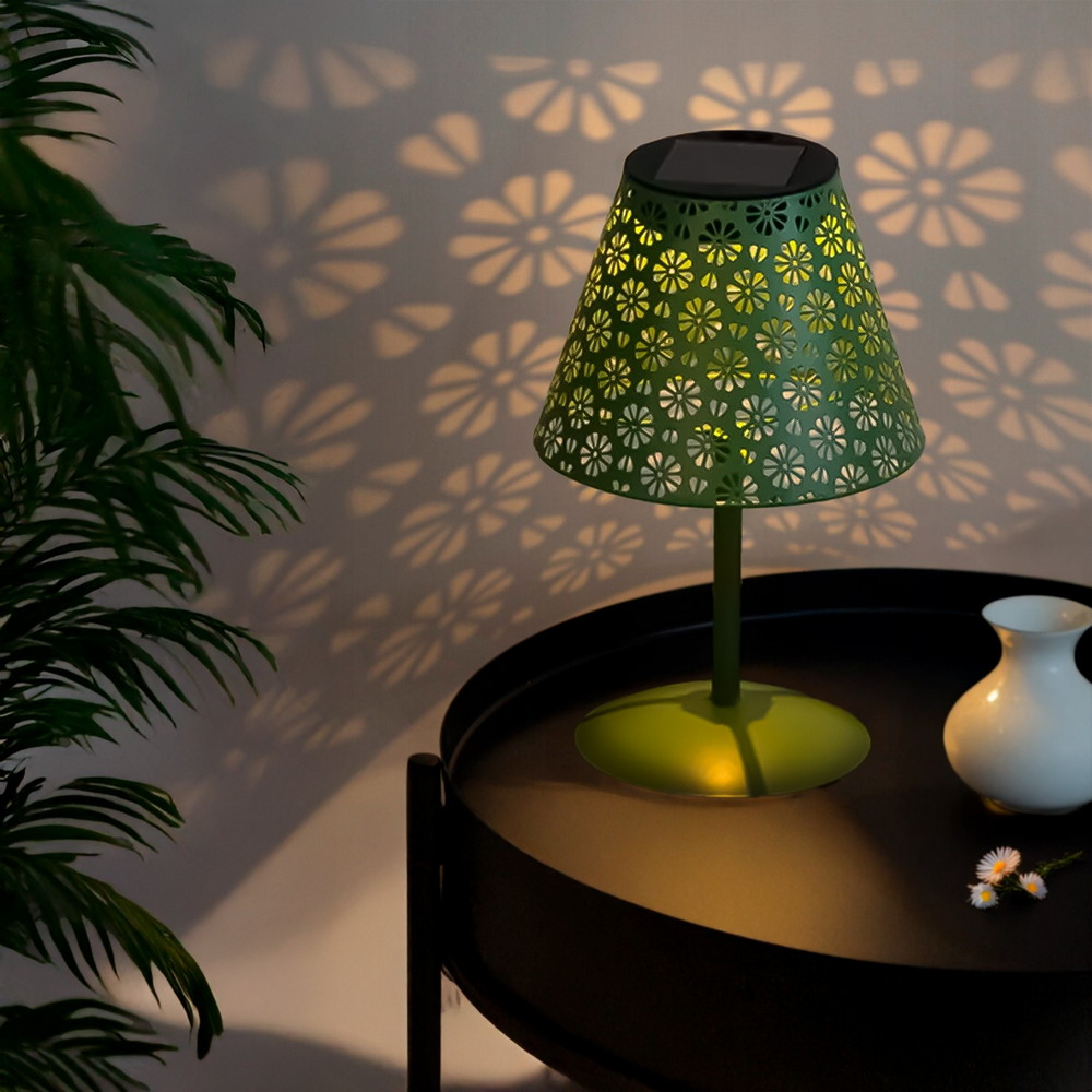 Lampada da tavolo Led Hearth 1W Verde portatile ricaricabile energia solare Bianco caldo 2500K M mimotec - Foto 2