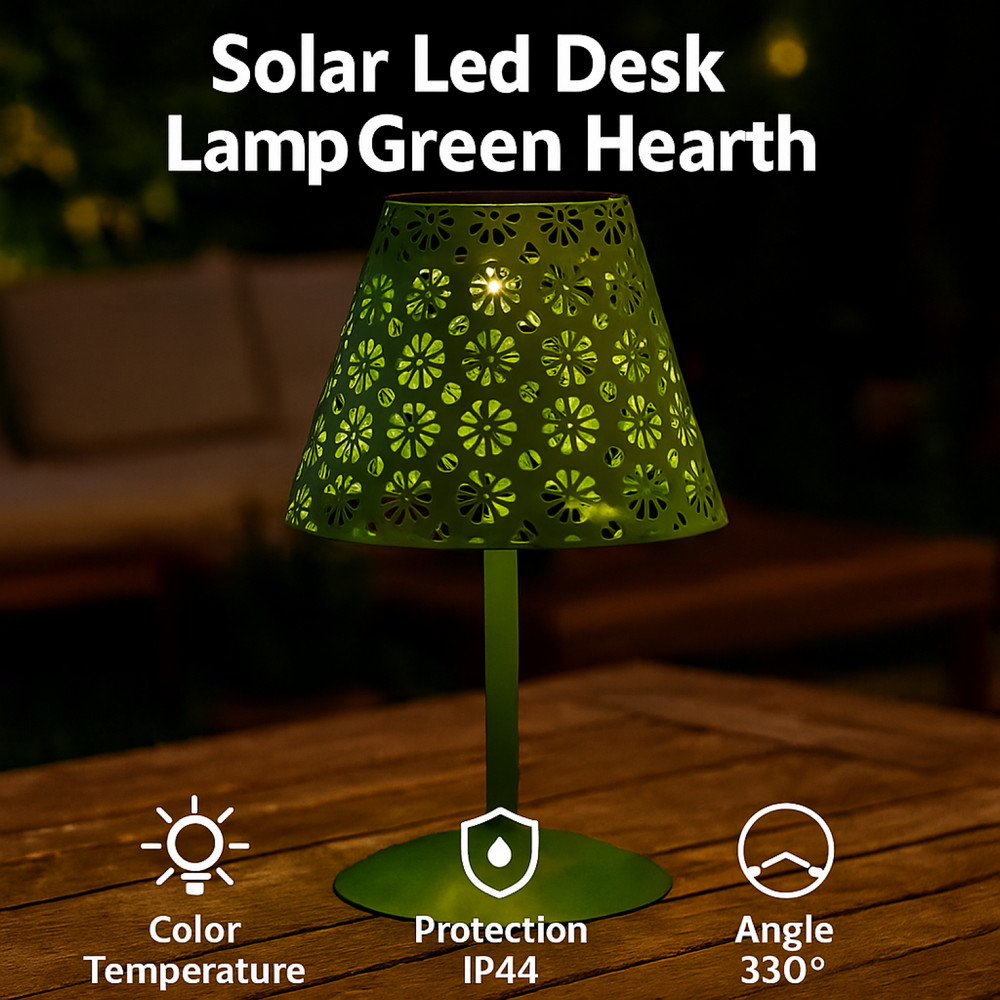 Lampada da tavolo Led Hearth 1W Verde portatile ricaricabile energia solare Bianco caldo 2500K M mimotec - Foto 3