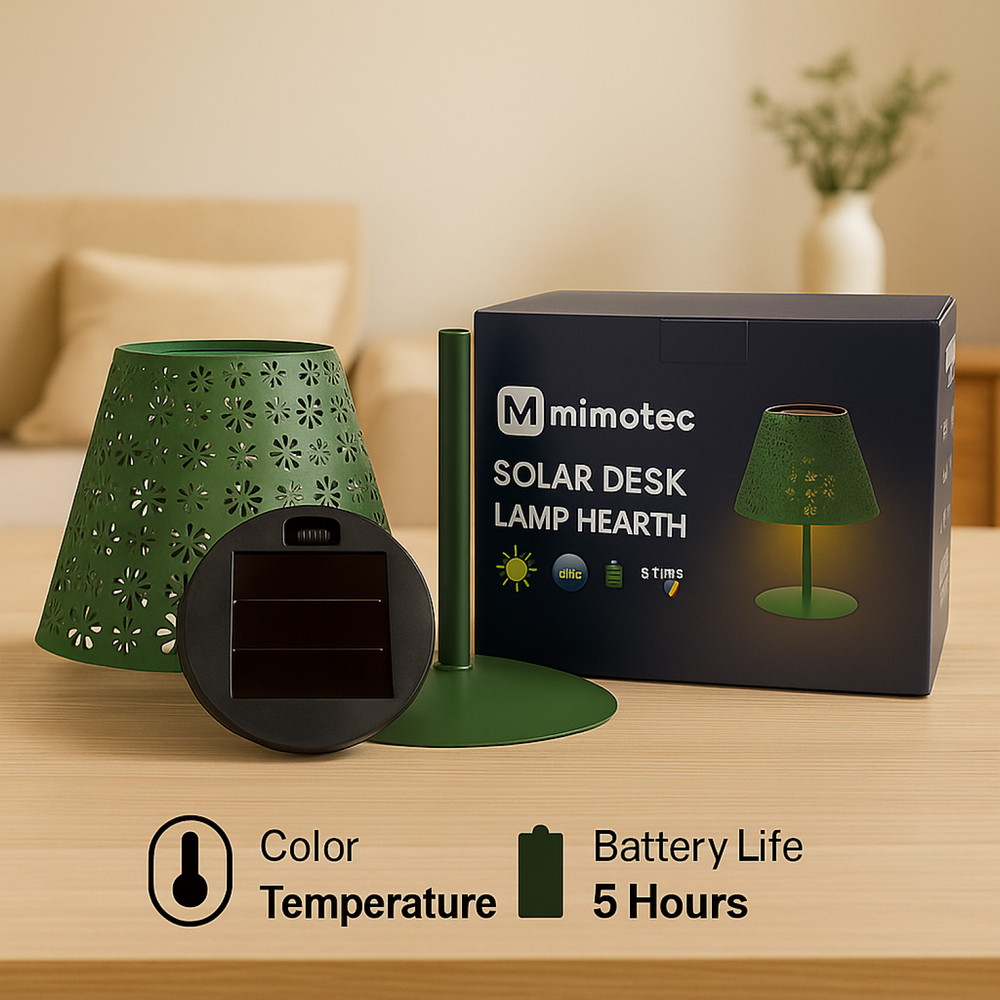 Lampada da tavolo Led Hearth 1W Verde portatile ricaricabile energia solare Bianco caldo 2500K M mimotec - Foto 6