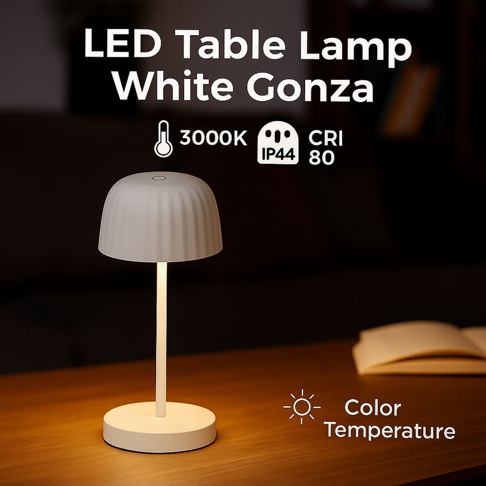 Lampada da tavolo Led Touch Gonza 2W Bianca portatile ricaricabile energia solare Bianco caldo 3000K M mimotec - Foto 2