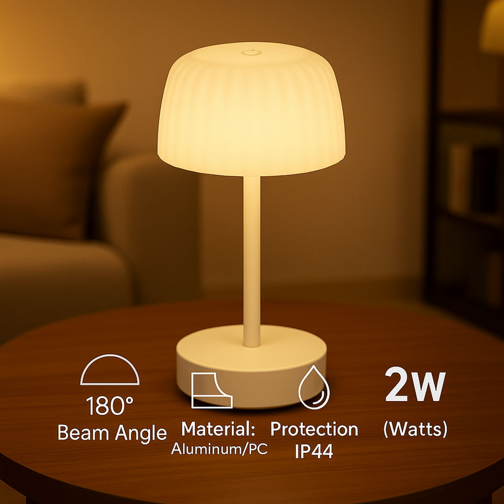 Lampada da tavolo Led Touch Gonza 2W Bianca portatile ricaricabile energia solare Bianco caldo 3000K M mimotec - Foto 3