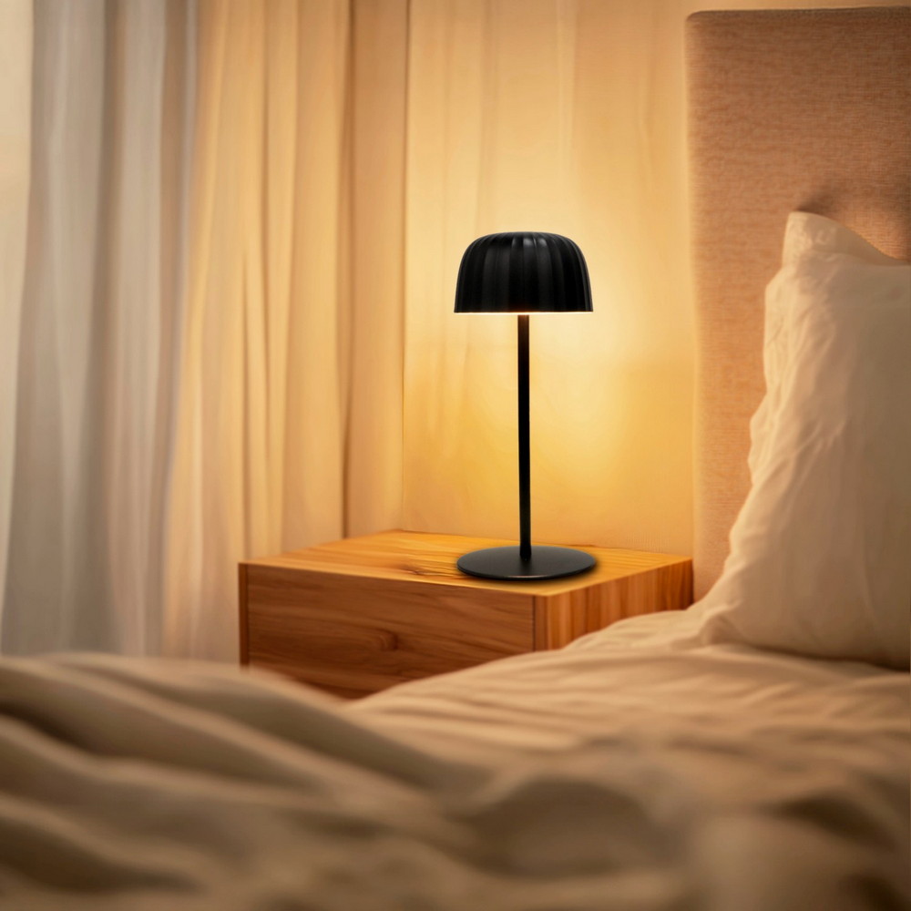 Lampada da tavolo Led Touch Gonza 2W Nera portatile ricaricabile energia solare Bianco caldo 3000K M mimotec - Foto 1