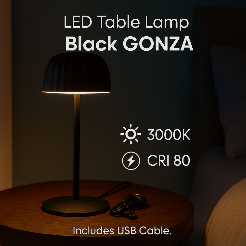 Lampada da tavolo Led Touch Gonza 2W Nera portatile ricaricabile energia solare Bianco caldo 3000K M mimotec - Foto 2