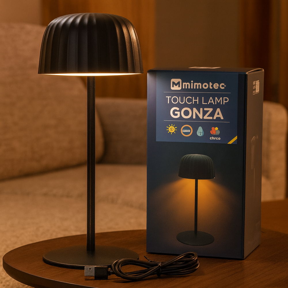 Lampada da tavolo Led Touch Gonza 2W Nera portatile ricaricabile energia solare Bianco caldo 3000K M mimotec - Foto 6