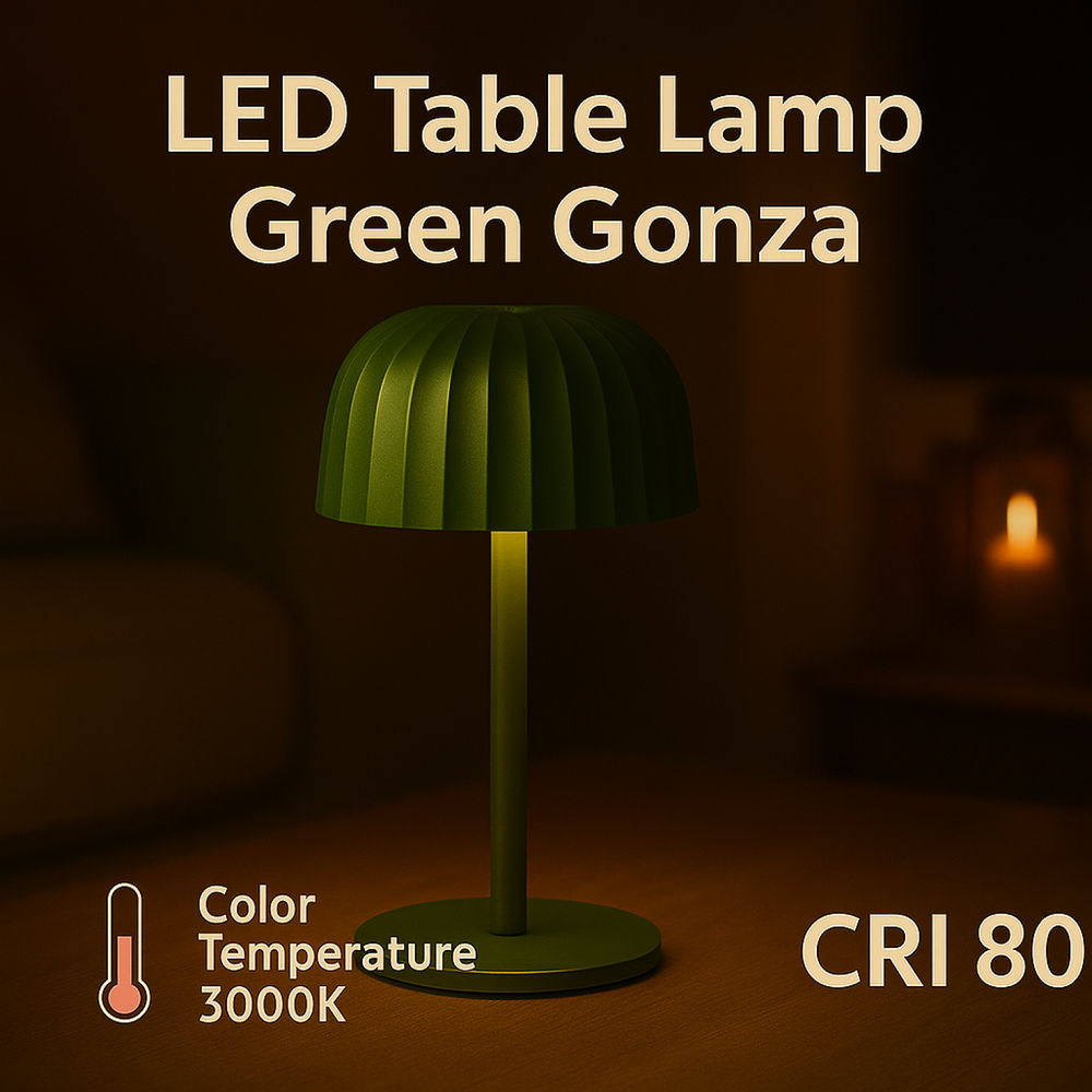 Lampada da tavolo Led Touch Gonza 2W Verde portatile ricaricabile energia solare Bianco caldo 3000K M mimotec - Foto 2
