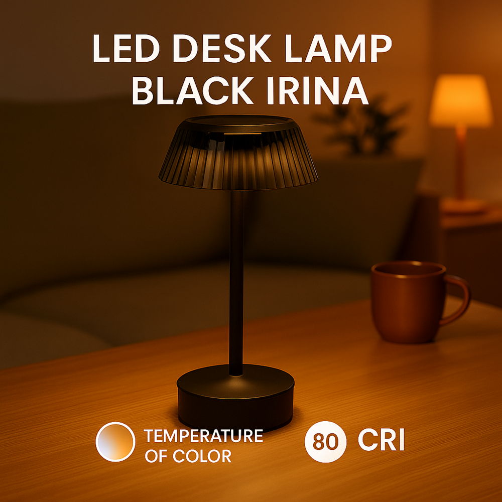 Lampada da tavolo Led touch Irina 2W Nera CCT temperatura colore regolabile portatile a batteria ricaricabile USB M mimotec - Foto 2