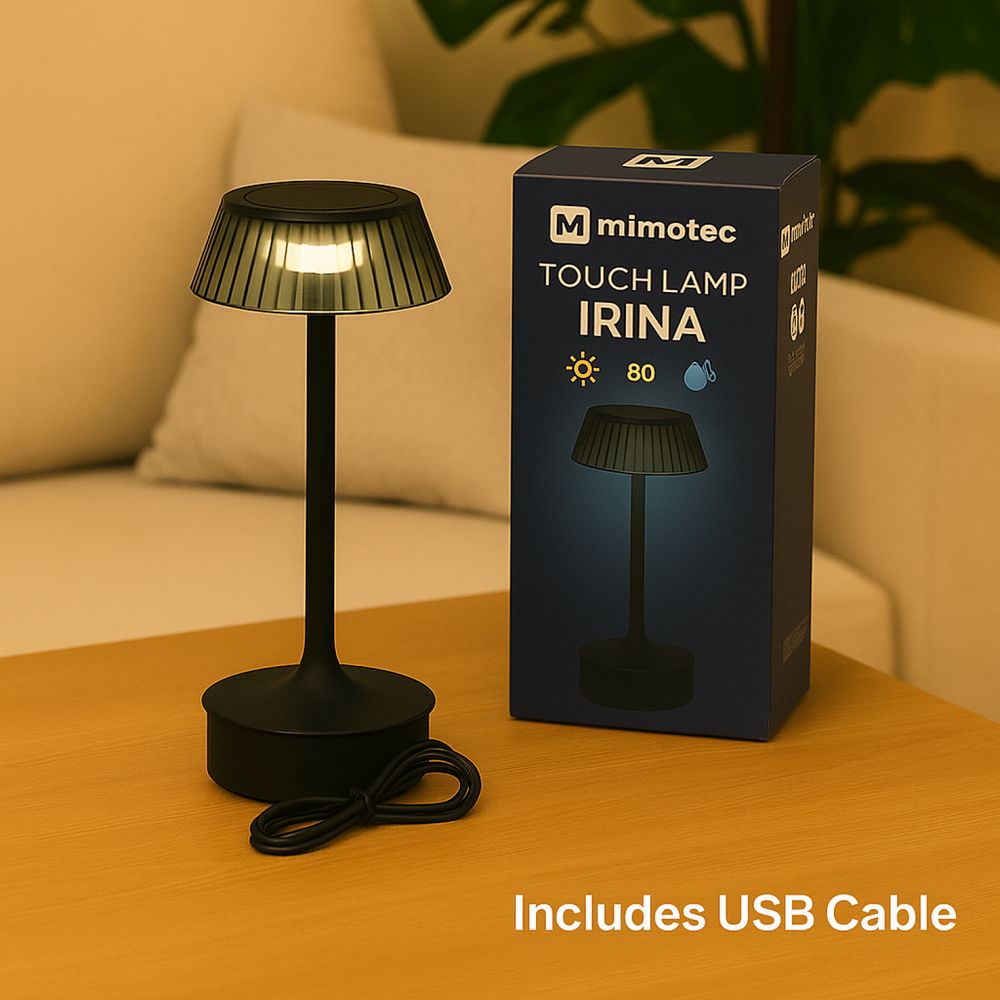 Lampada da tavolo Led touch Irina 2W Nera CCT temperatura colore regolabile portatile a batteria ricaricabile USB M mimotec - Foto 6