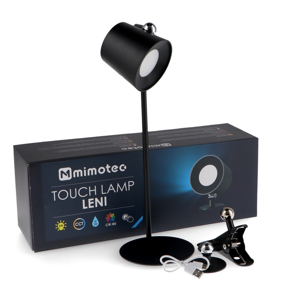 Lampada da tavolo Led touch Leni 2W Nera CCT temperatura colore regolabile portatile a batteria ricaricabile USB M mimotec - Foto 4