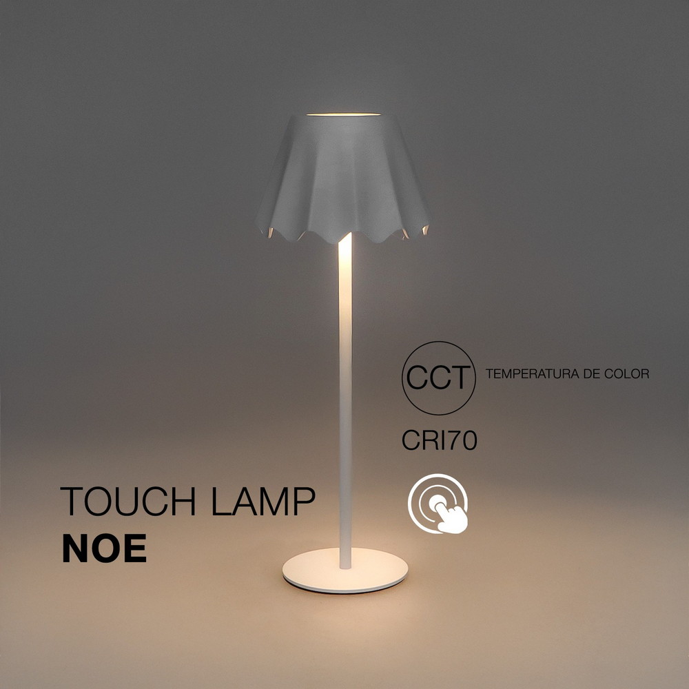 Lampada da tavolo Led touch Noe Bianca 4W portatile a batteria ricaricabile USB Mimotec - Foto 2