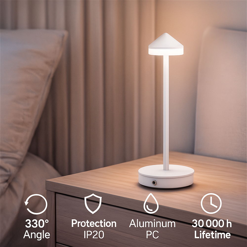 Lampada da tavolo Led touch Point 1W Bianca CCT temperatura colore regolabile portatile a batteria ricaricabile USB M mimotec - Foto 3
