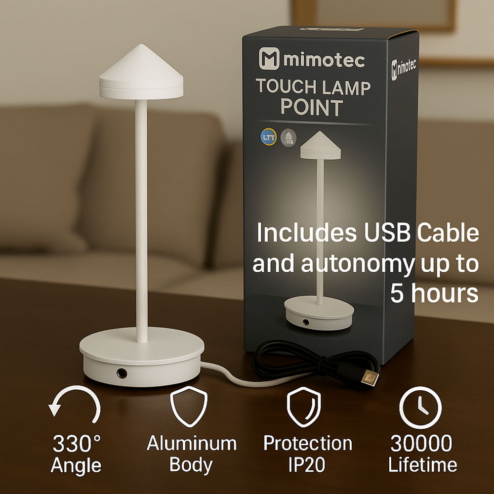 Lampada da tavolo Led touch Point 1W Bianca CCT temperatura colore regolabile portatile a batteria ricaricabile USB M mimotec - Foto 6