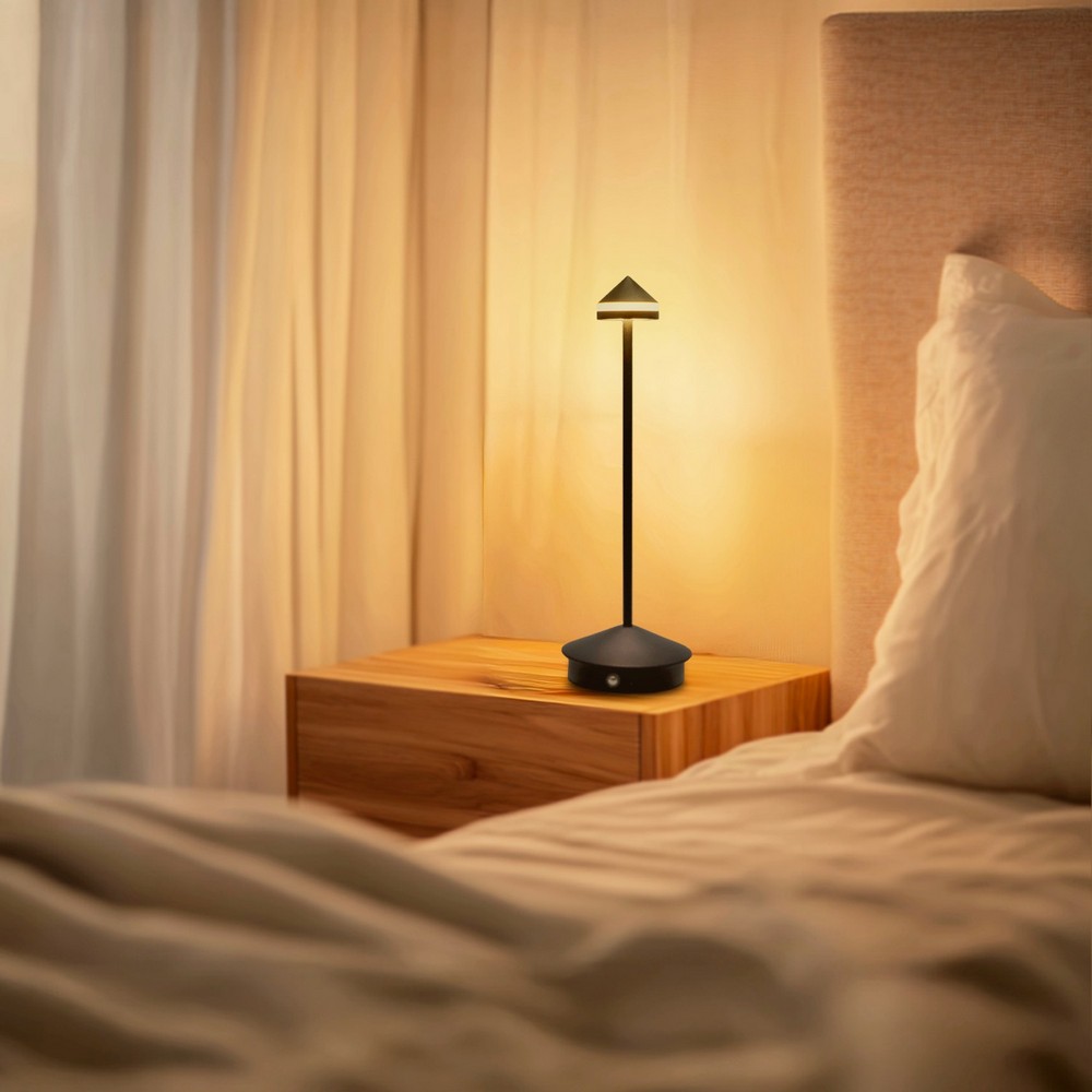 Lampada da tavolo Led touch Point 1W Nera CCT temperatura colore regolabile portatile a batteria ricaricabile USB M mimotec - Foto 1