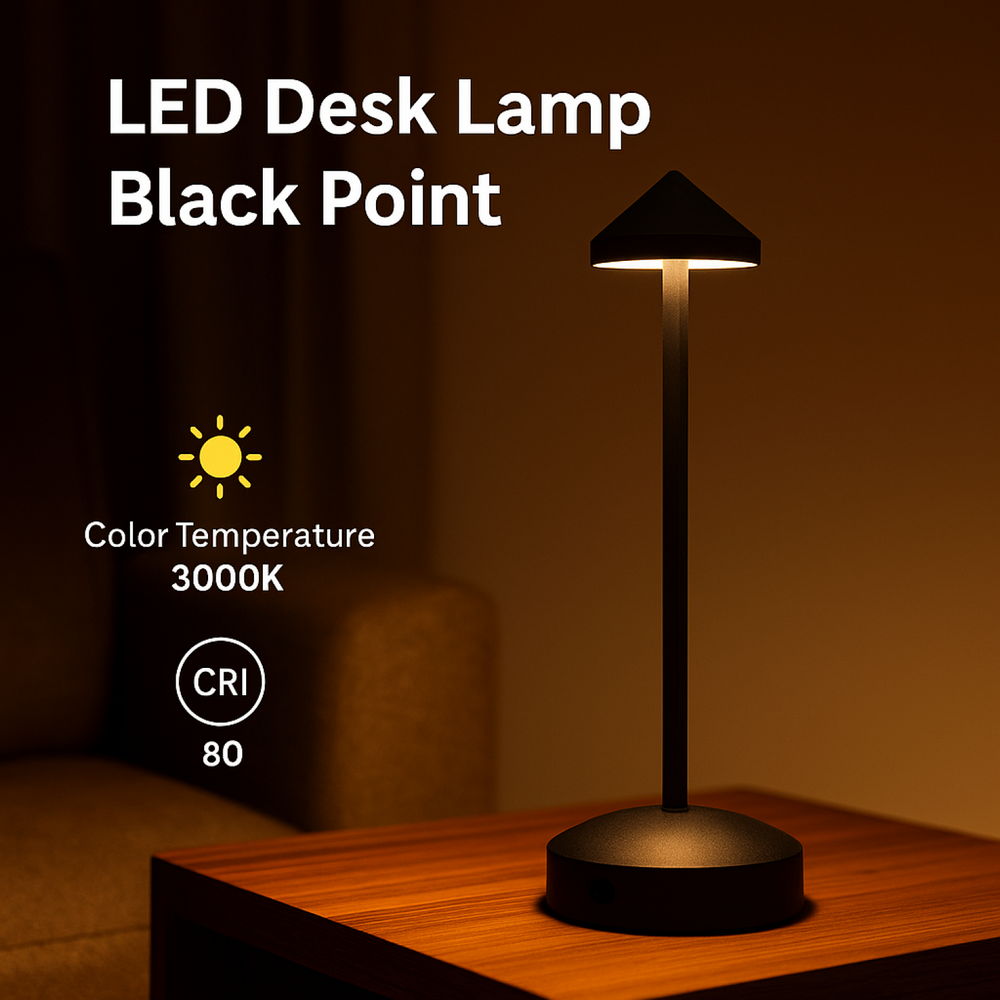 Lampada da tavolo Led touch Point 1W Nera CCT temperatura colore regolabile portatile a batteria ricaricabile USB M mimotec - Foto 2