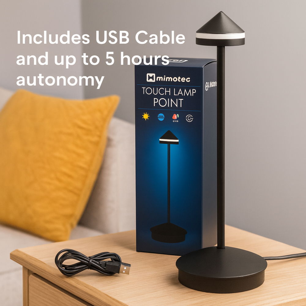 Lampada da tavolo Led touch Point 1W Nera CCT temperatura colore regolabile portatile a batteria ricaricabile USB M mimotec - Foto 6