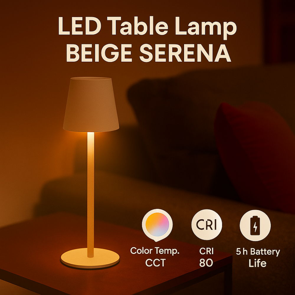 Lampada da tavolo Led touch Serena 2W Beige CCT temperatura colore regolabile portatile a batteria ricaricabile USB M mimotec - Foto 2
