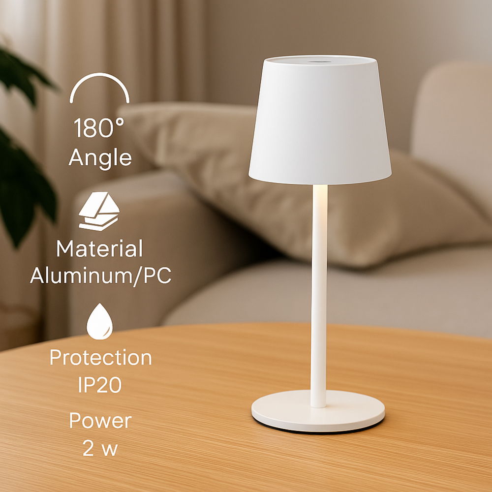 Lampada da tavolo Led touch Serena 2W Bianca CCT temperatura colore regolabile portatile a batteria ricaricabile USB M mimotec - Foto 3