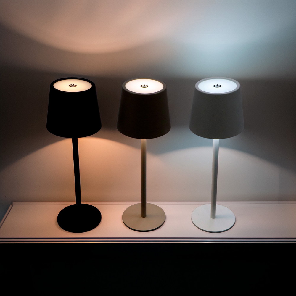 Lampada da tavolo Led touch Serena 2W Nera CCT temperatura colore regolabile portatile a batteria ricaricabile USB M mimotec - Foto 4