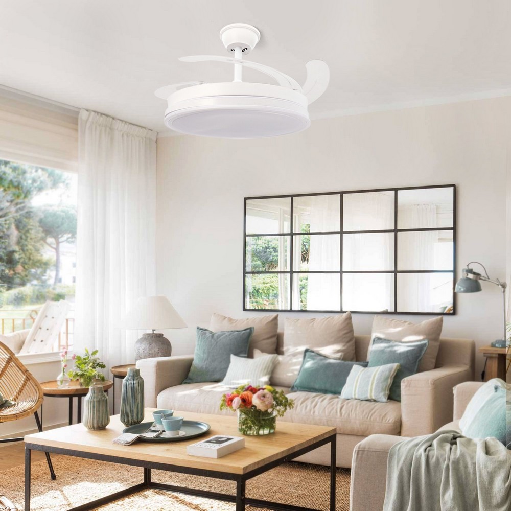 Lampadario Ventilatore da soffitto Olga 36W Bianco illuminazione Led CCT regolabile con telecomando M mimotec - Foto 1
