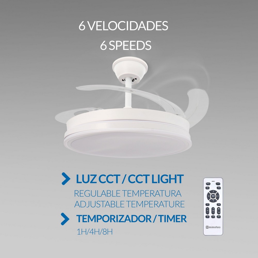 Lampadario Ventilatore da soffitto Olga 36W Bianco illuminazione Led CCT regolabile con telecomando M mimotec - Foto 2