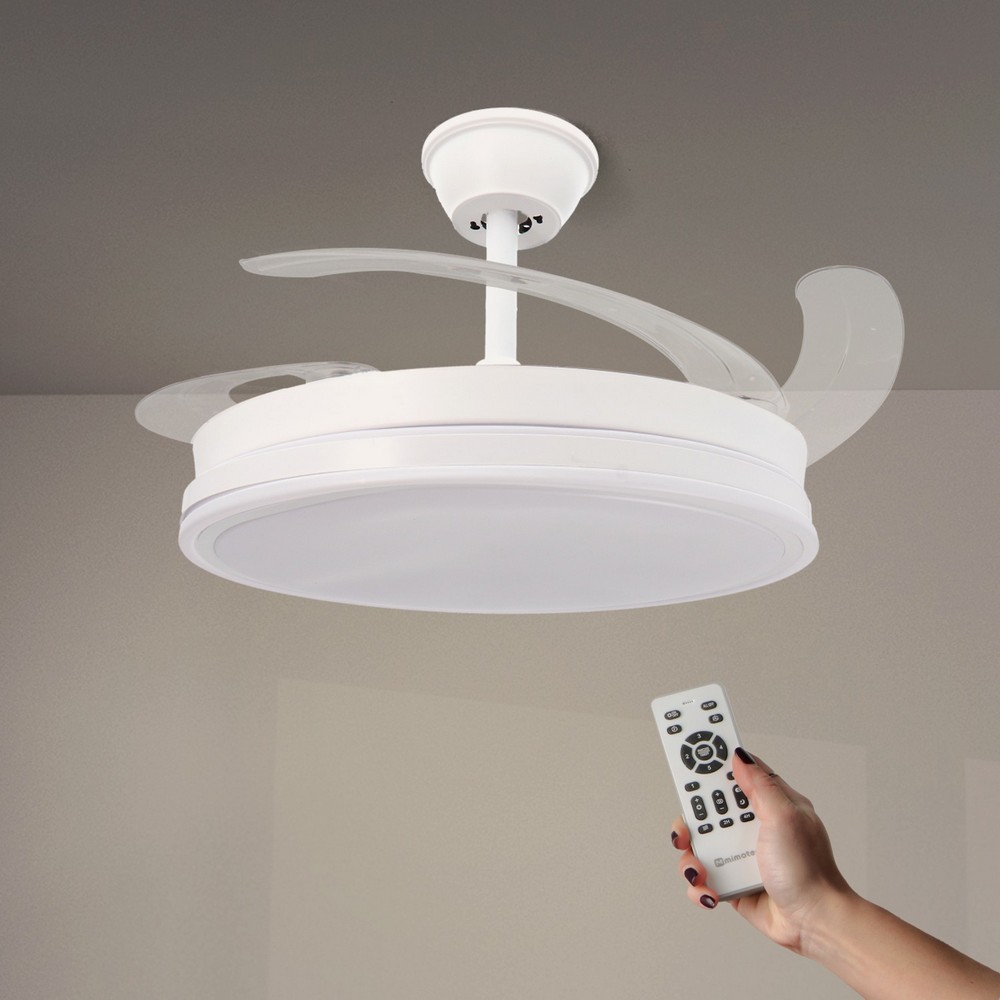 Lampadario Ventilatore da soffitto Olga 36W Bianco illuminazione Led CCT regolabile con telecomando M mimotec - Foto 6