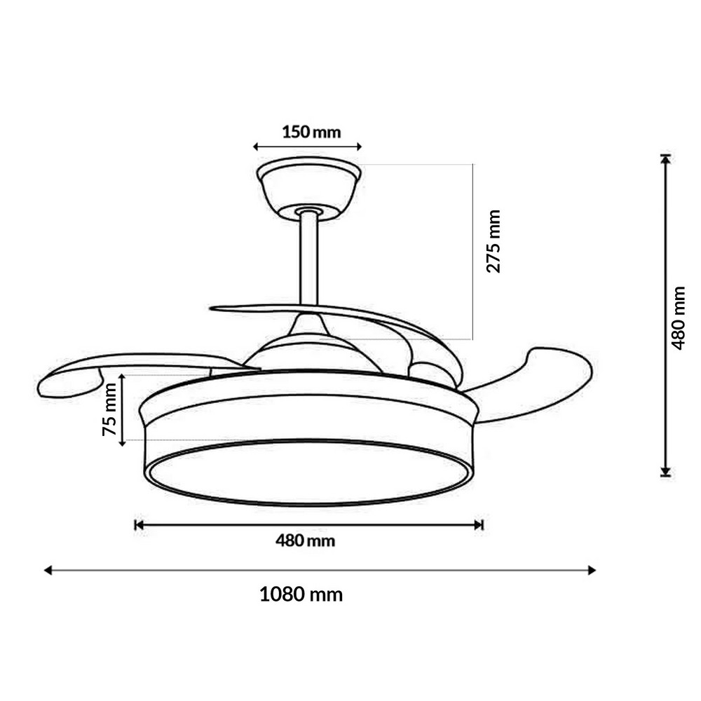 Lampadario Ventilatore da soffitto Olga 36W Nero illuminazione Led CCT regolabile con telecomando M mimotec - Foto 5