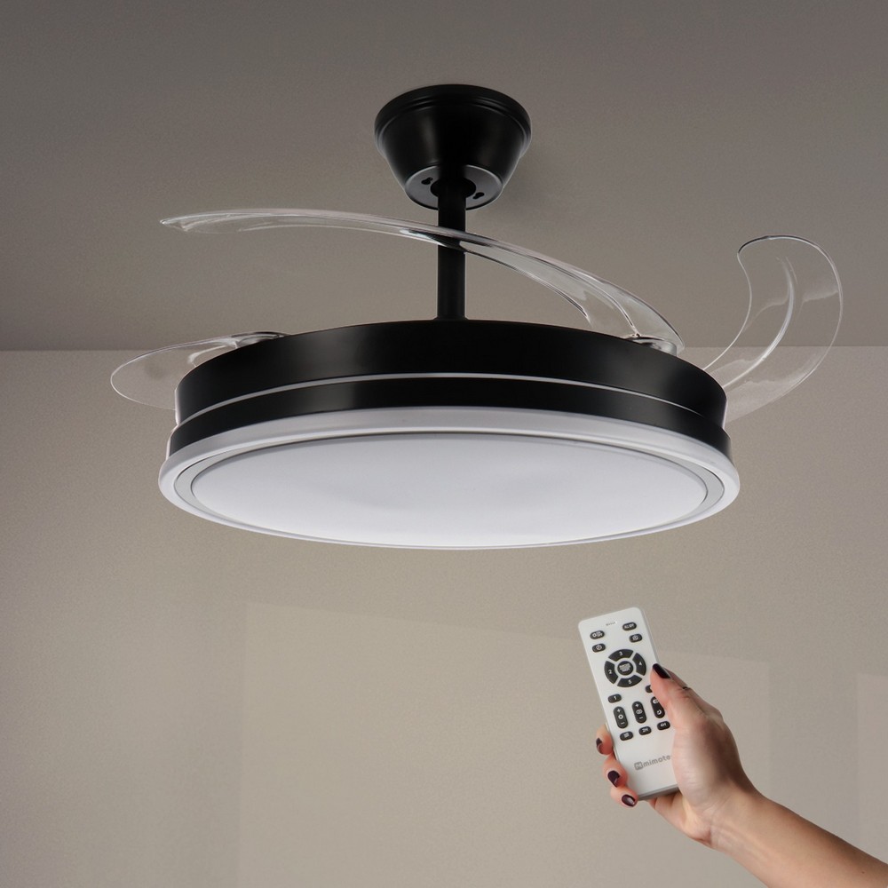Lampadario Ventilatore da soffitto Olga 36W Nero illuminazione Led CCT regolabile con telecomando M mimotec - Foto 6