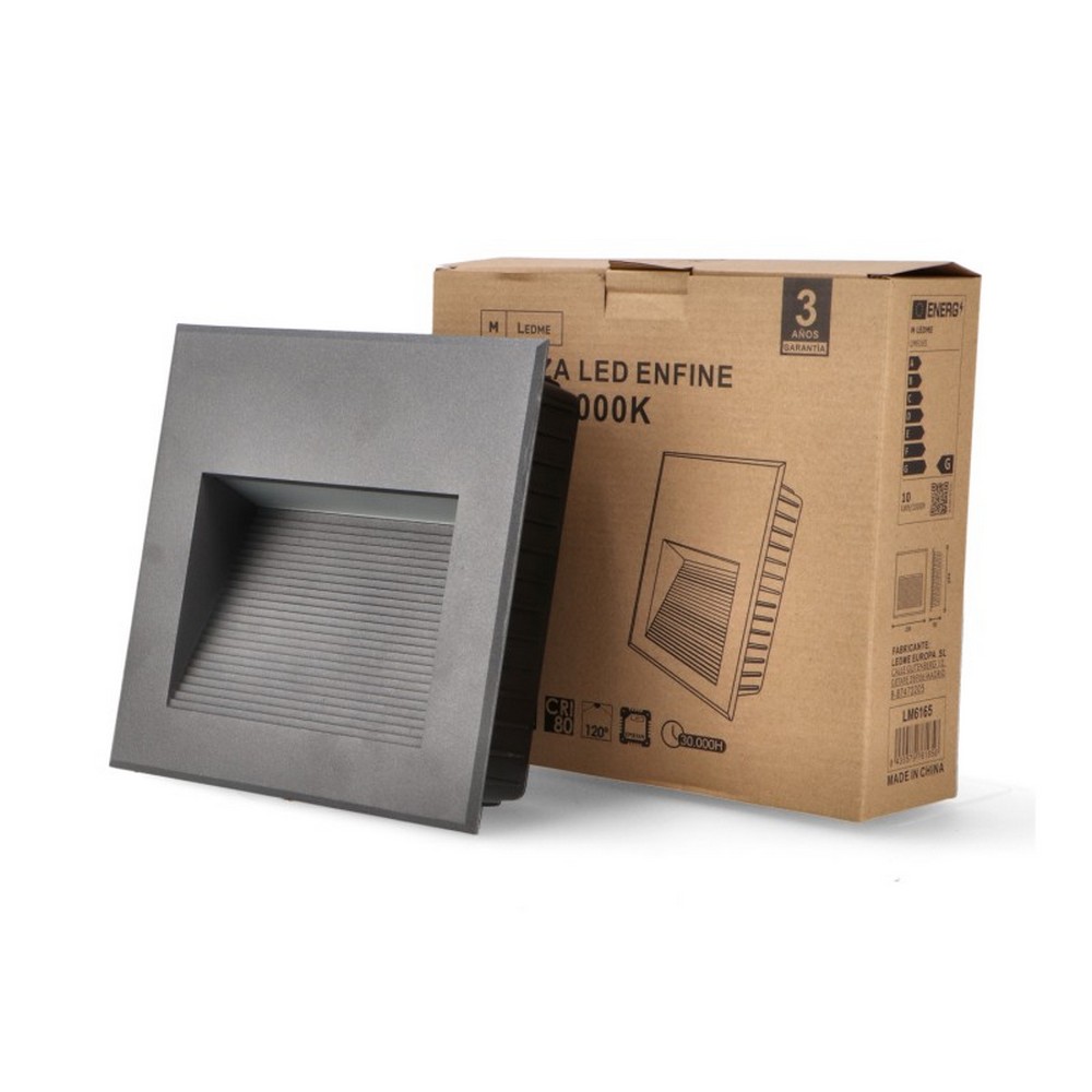 Segnapasso Led Enfine 10W Nero da incasso a parete Quadrata IP65 Bianco caldo 3000K M LEDME - Foto 4