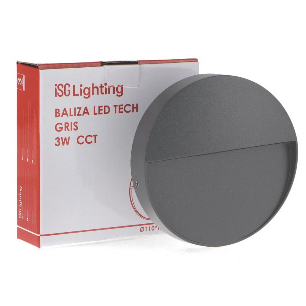 Segnapasso Led Tech 3W Grigio a superfice Rotondo IP54 CCT temperatura colore regolabile iSG Lighting - Foto 4