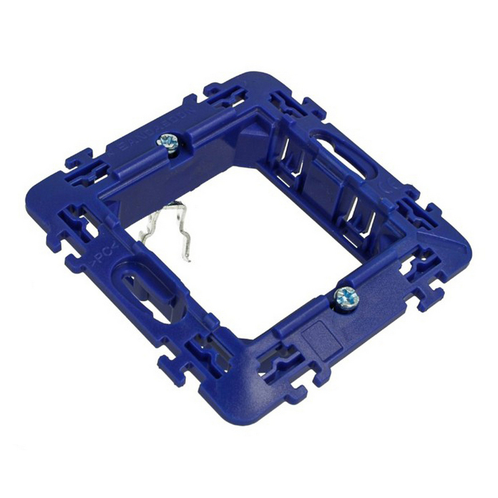 Foto principale Supporto portafrutti 2 moduli 502 in plastica trasparente blu compatibile anche con BTicino Livinglight
