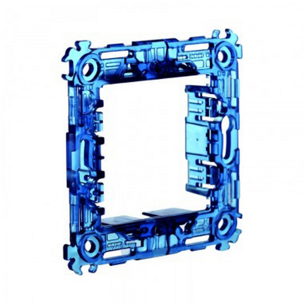 Supporto portafrutti 2 moduli 502 in plastica trasparente blu compatibile anche con Vimar Arké - Foto 1