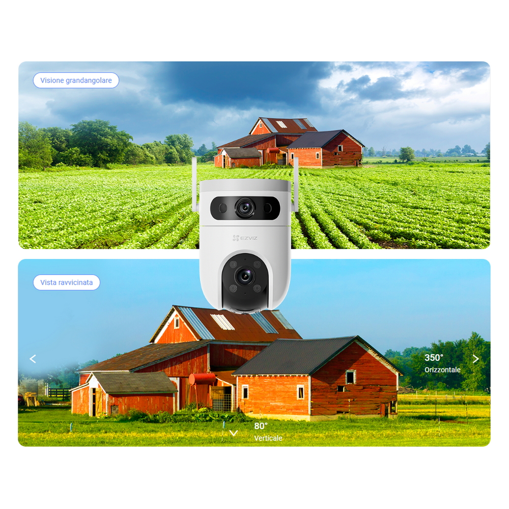 Telecamera di sorveglianza EZVIZ H9C WiFi Dual 2K 1440p doppo obiettivo motorizzata visione notturna segnalazione luminosa per esterno - Foto 5