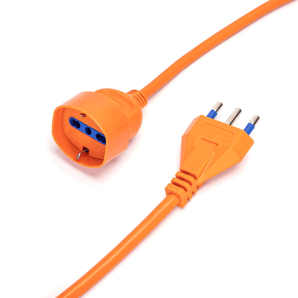 Cavo prolunga elettrico da 10m – Spina 16A 2P+T e Presa Schuko+Bipasso 16A 2P+T Arancione Aigostar - Foto 1