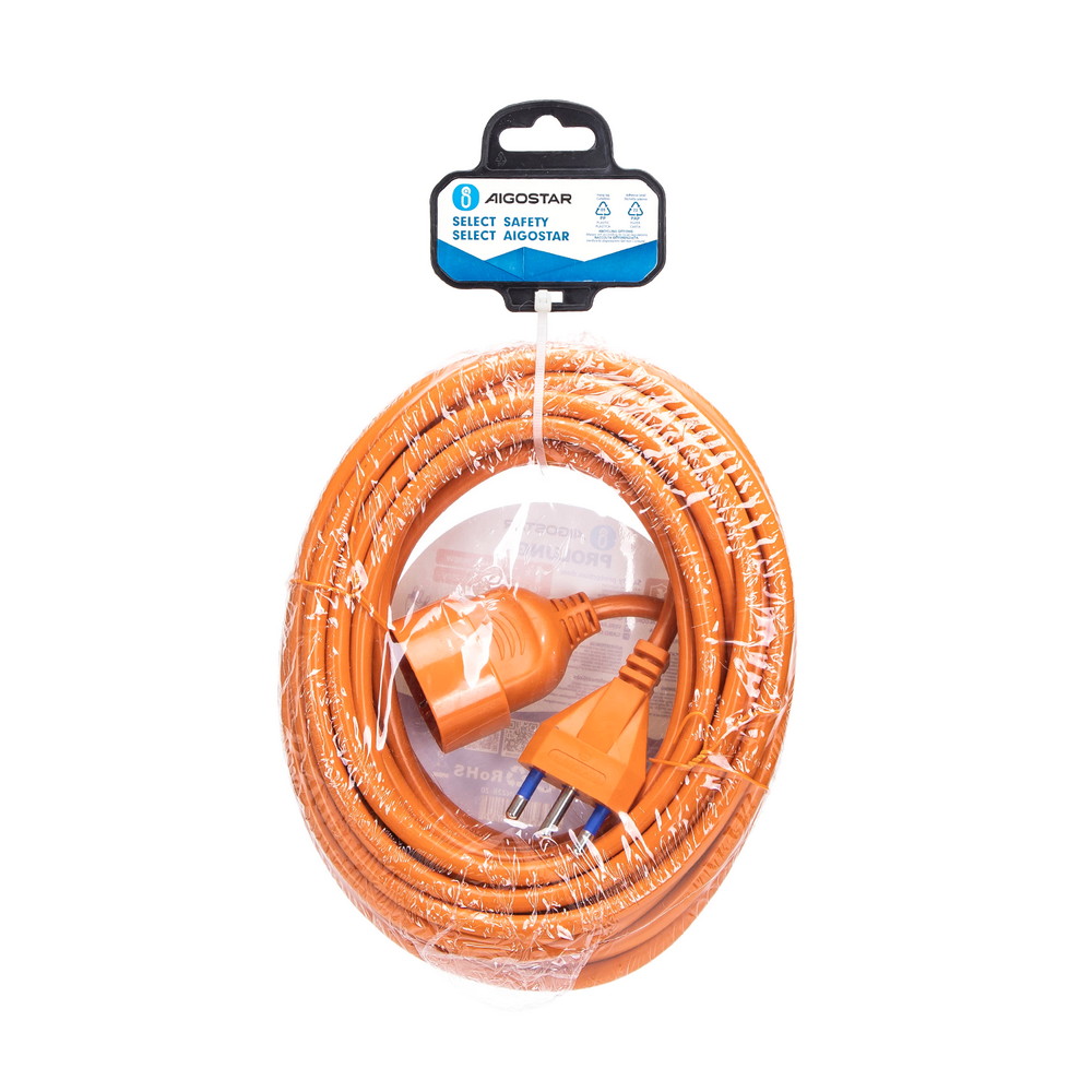 Cavo prolunga elettrico da 10m – Spina 16A 2P+T e Presa Schuko+Bipasso 16A 2P+T Arancione Aigostar - Foto 5