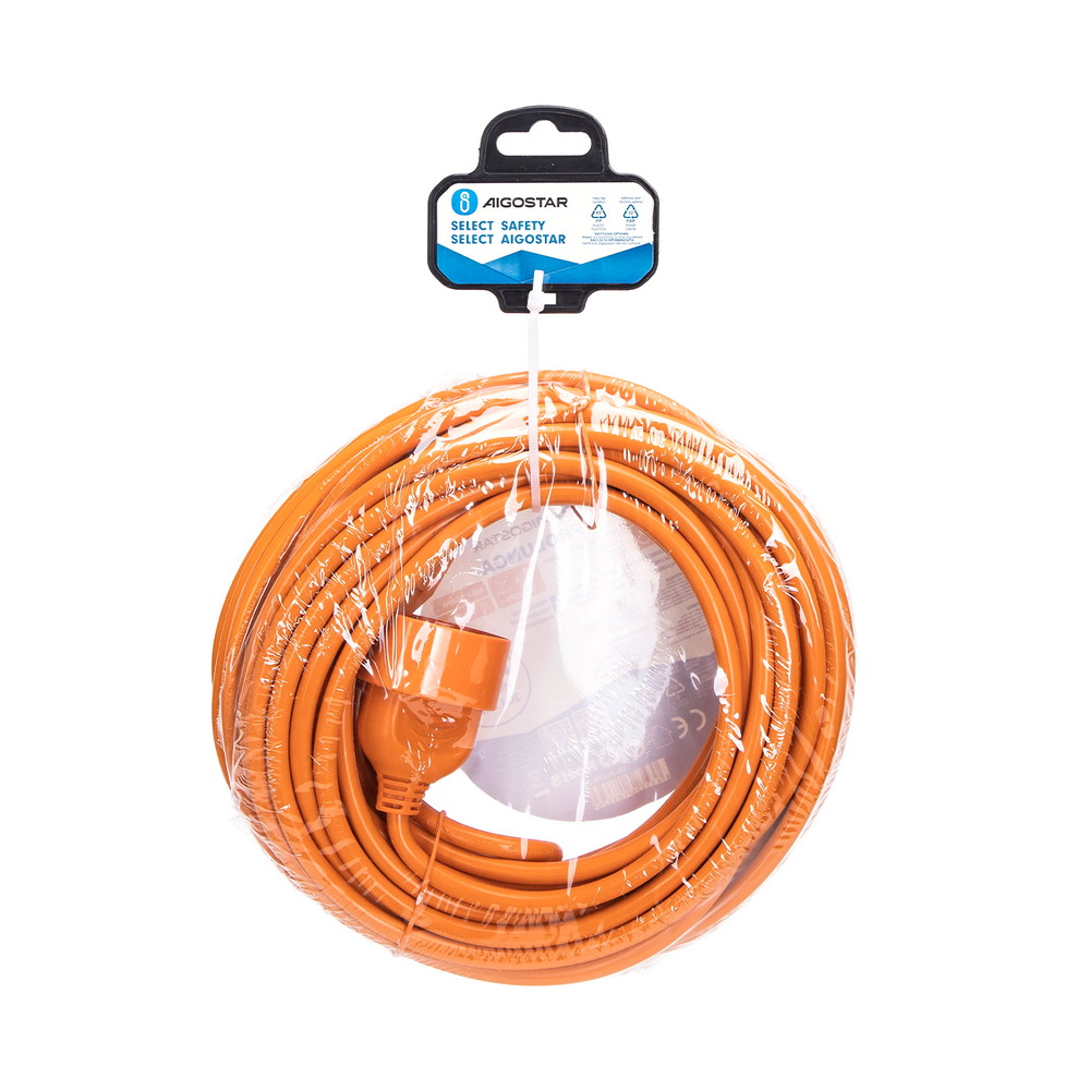 Cavo prolunga elettrico da 15m – Spina 16A 2P+T e Presa Schuko+Bipasso 16A 2P+T Arancione Aigostar - Foto 5