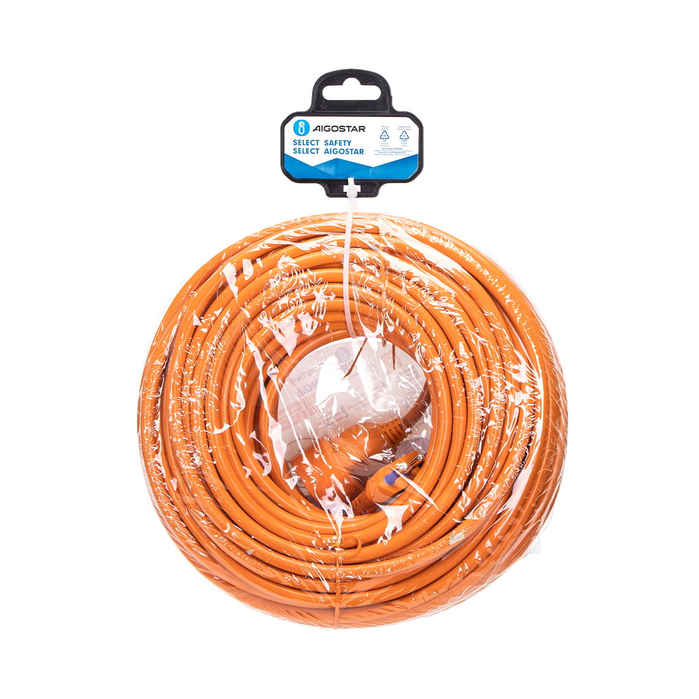 Cavo prolunga elettrico da 30m – Spina 16A 2P+T e Presa Schuko+Bipasso 16A 2P+T Arancione Aigostar - Foto 5