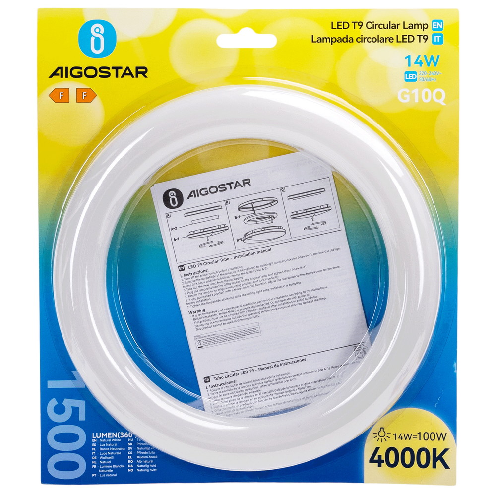 Circolina Led G10Q T9 22cm da 14W in plastica Bianco neutro 4000K Aigostar - Foto 5
