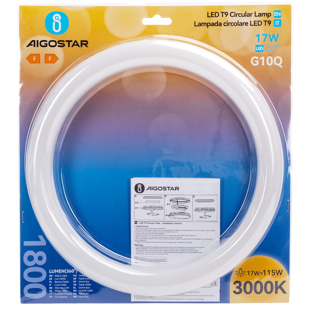 Circolina Led G10Q T9 30cm da 17W in plastica Bianco caldo 3000K Aigostar - Foto 5