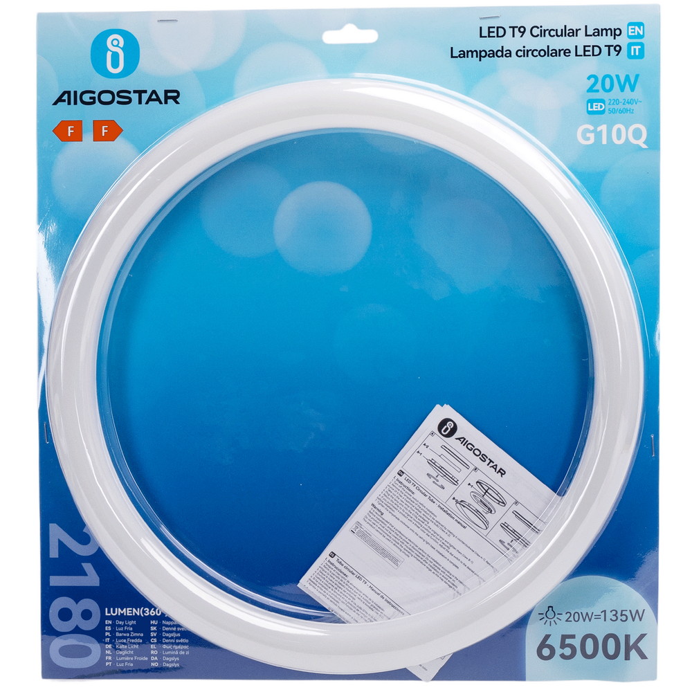 Circolina Led G10Q T9 37cm da 20W in plastica Bianco freddo 6500K Aigostar - Foto 5