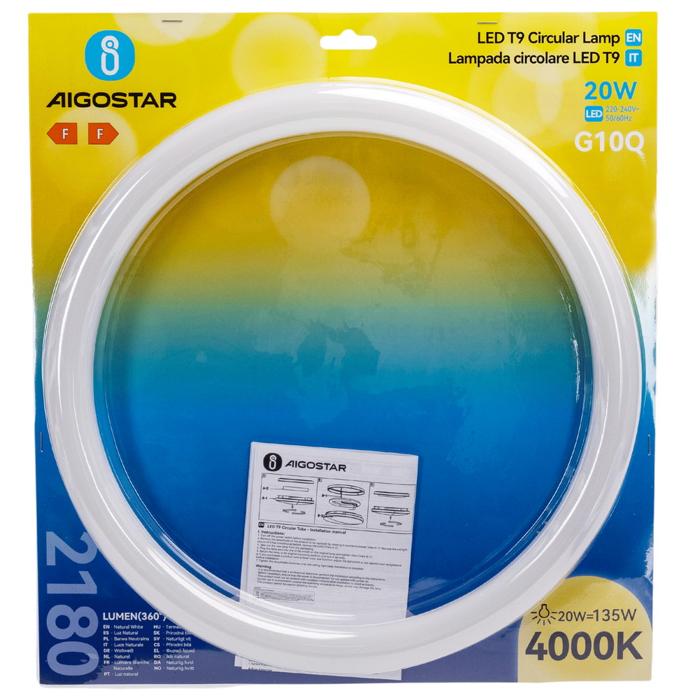 Circolina Led G10Q T9 37cm da 20W in plastica Bianco neutro 4000K Aigostar - Foto 5
