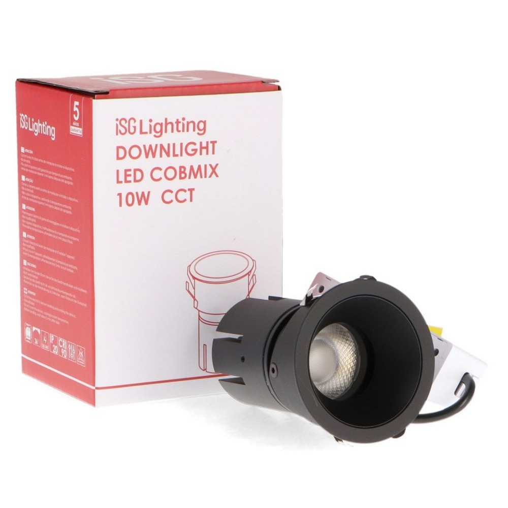 Faretto Led da incasso 10W Rotondo Orientabile Cornice nera Apertura 36 gradi CCT temperatura colore regolabile iSG Lighting - Foto 2