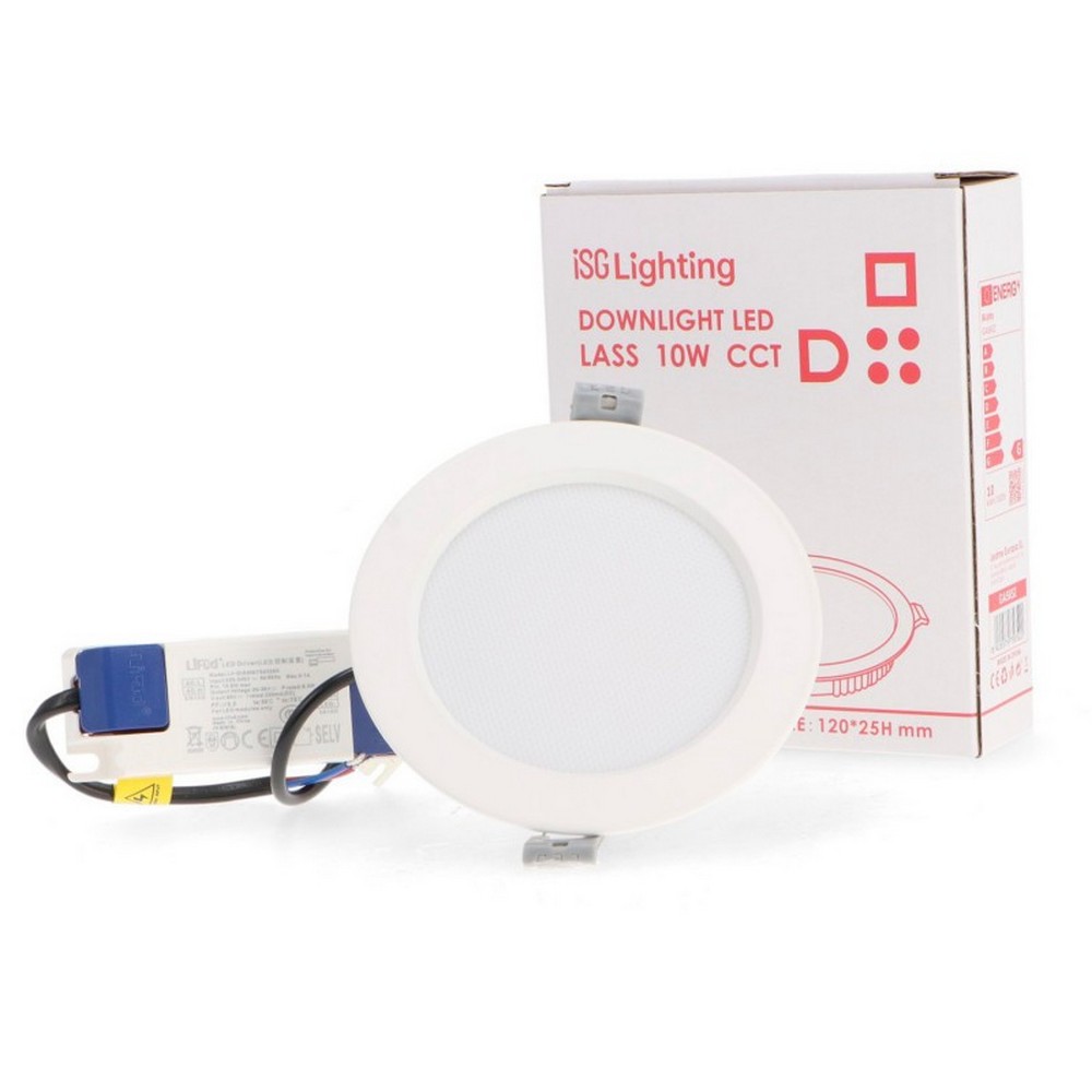 Faretto Led da incasso Lass 10W Rotondo Cornice bianca Apertura 120 gradi CCT temperatura colore regolabile iSG Lighting - Foto 2