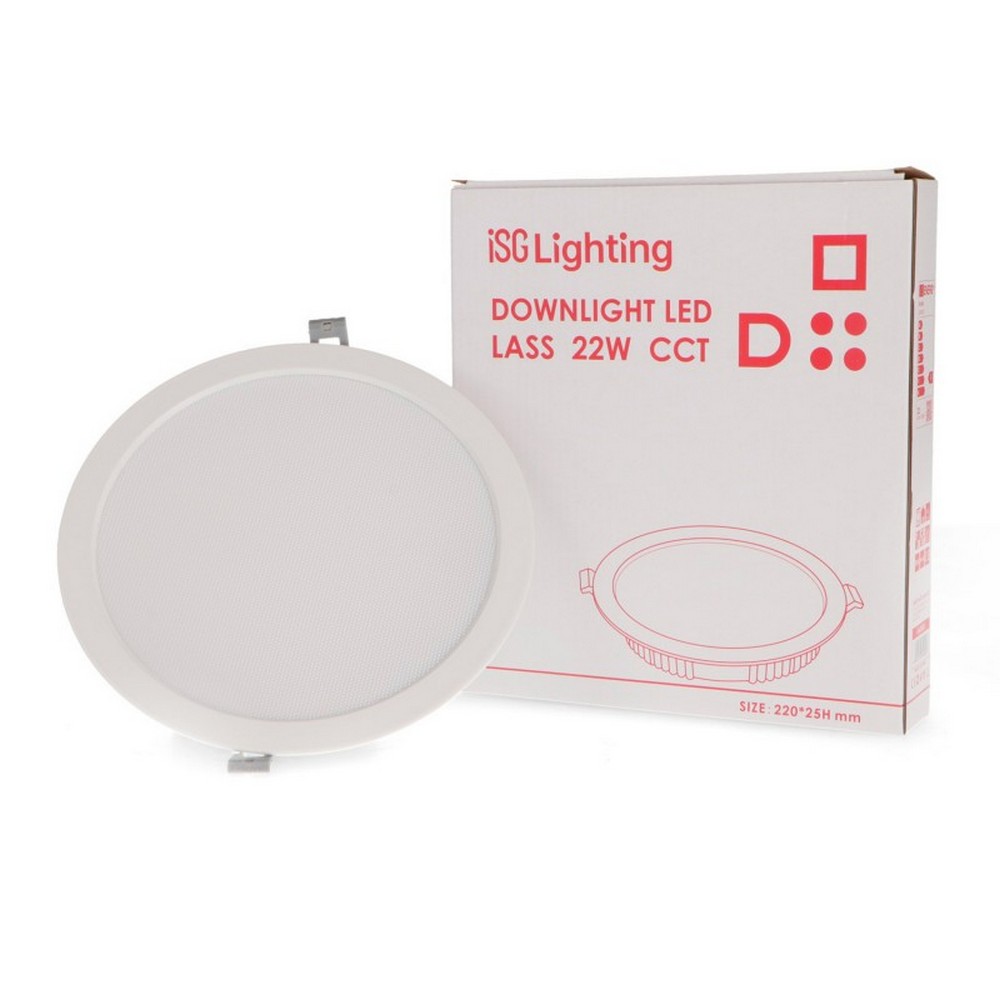 Faretto Led da incasso Lass 22W Rotondo Cornice bianca Apertura 120 gradi CCT temperatura colore regolabile iSG Lighting - Foto 2