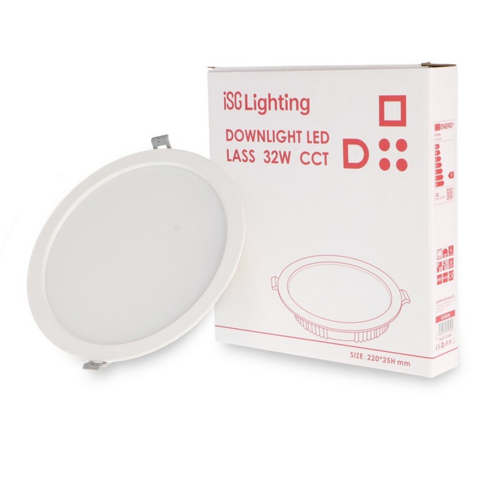 Faretto Led da incasso Lass 32W Rotondo Cornice bianca Apertura 120 gradi CCT temperatura colore regolabile iSG Lighting - Foto 2