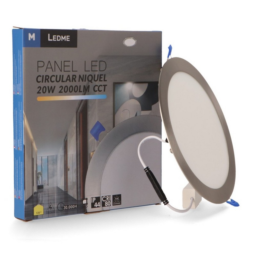Faretto Led da incasso Nickel 20W Rotondo Cornice argento Apertura 120 gradi CCT temperatura colore regolabile M LEDME - Foto 2