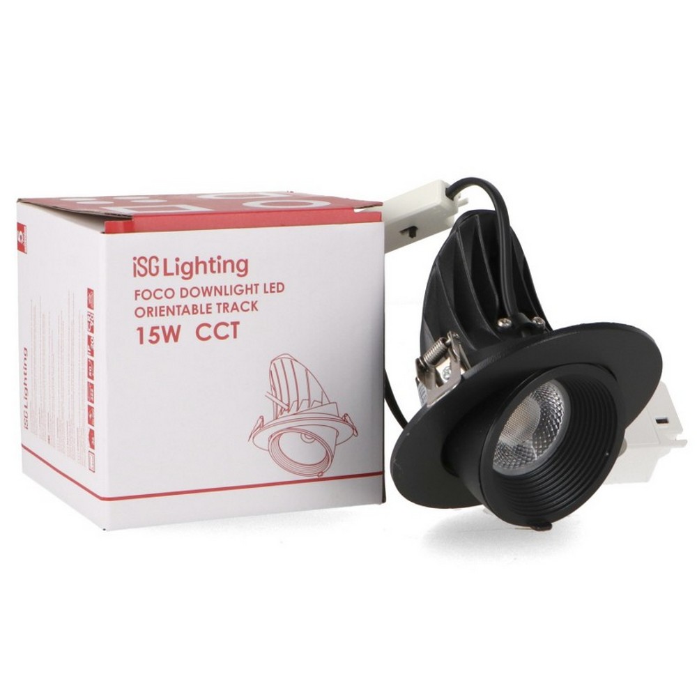 Faretto Led da incasso Track 15W Rotondo Orientabile Cornice nera Apertura 36 gradi CCT temperatura colore regolabile iSG Lighting - Foto 2