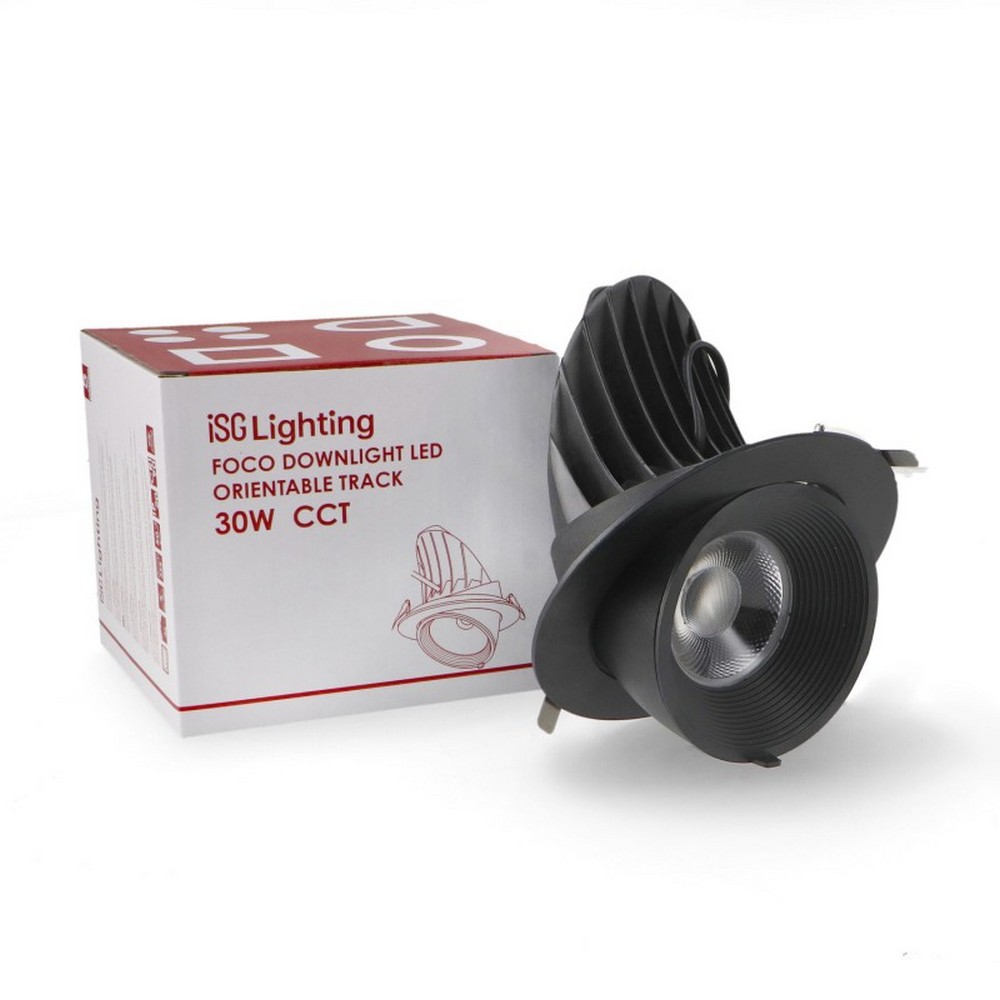 Faretto Led da incasso Track 30W Rotondo Orientabile Cornice nera Apertura 36 gradi CCT temperatura colore regolabile iSG Lighting - Foto 2
