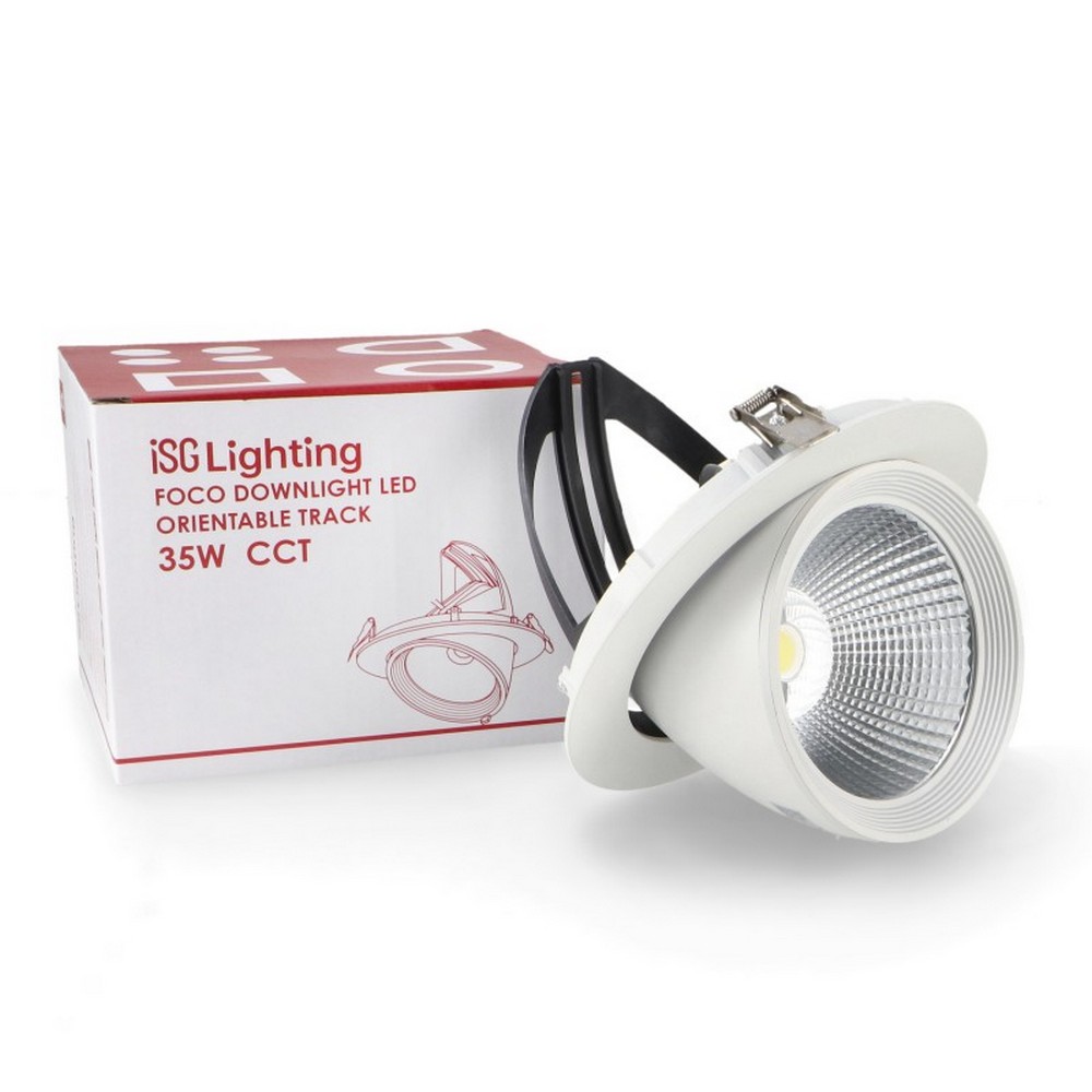Faretto Led da incasso Track 35W Rotondo Orientabile Cornice bianca Apertura 36 gradi CCT temperatura colore regolabile iSG Lighting - Foto 2