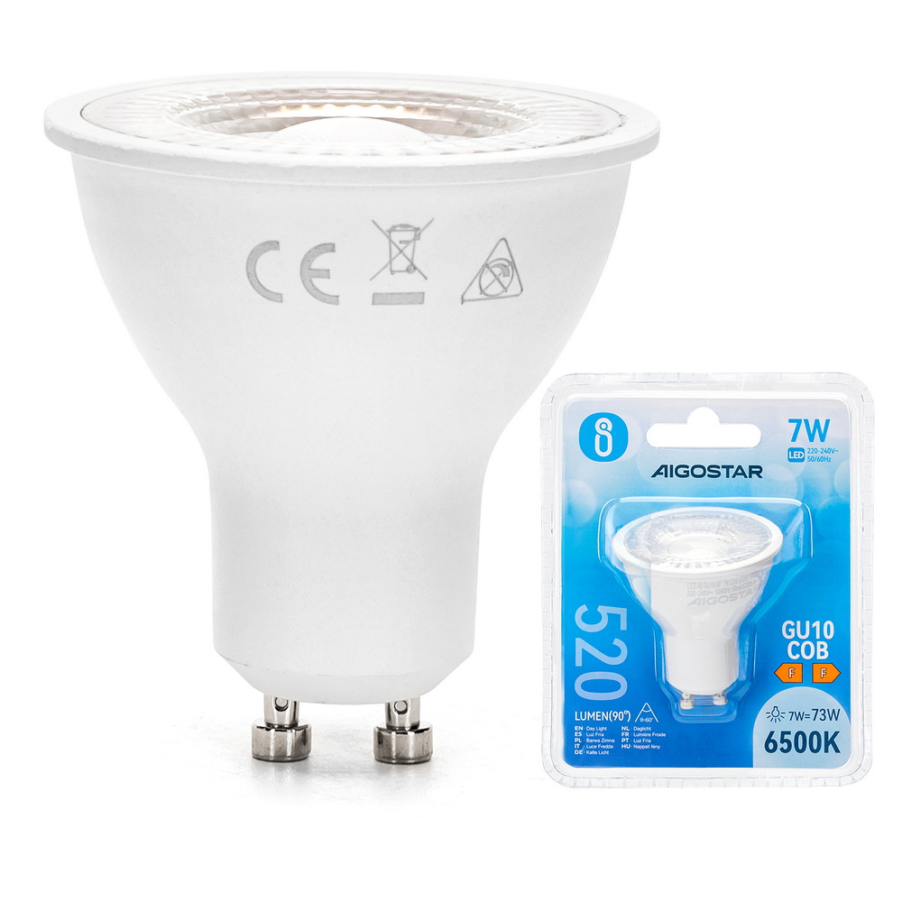 Faretto Led GU10 7W COB Apertura 63 gradi Bianco freddo 6500K Aigostar - Foto 2