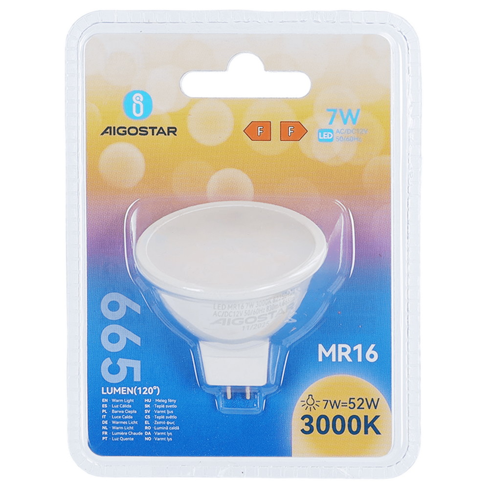 Faretto Led MR16 7W Apertura 100 gradi Bianco caldo 3000K Aigostar - Foto 3